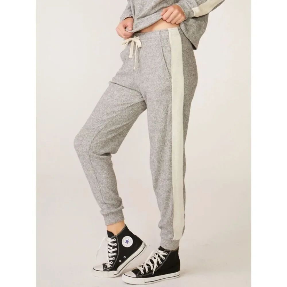 Monrow Two-Tone Knit Lounge Pants XS